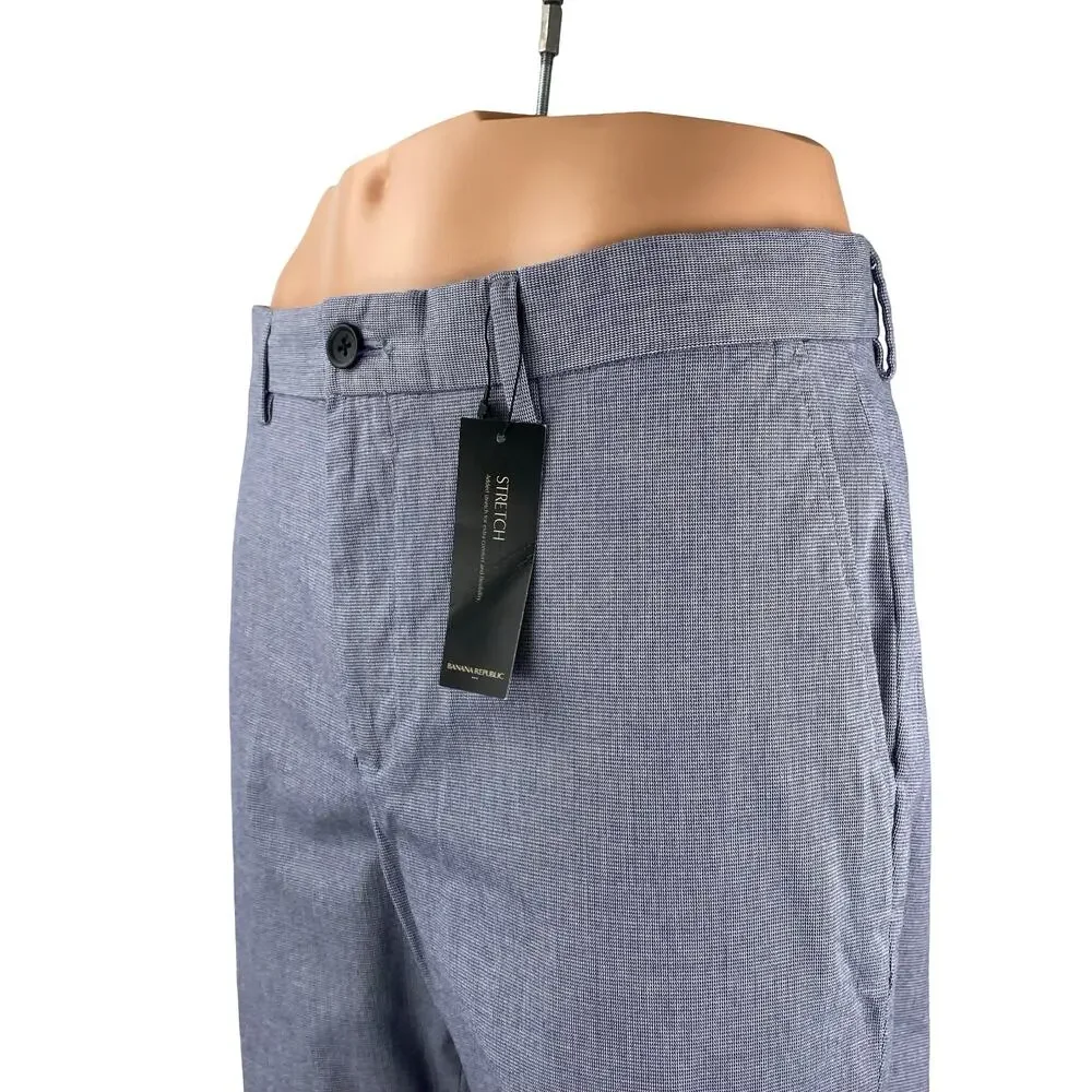NEW Banana Republic Men's Blue Stretch Slim Fit Trousers Dress Pants Size 35